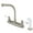 Nickel, variant on Kingston KB718 Victorian Two-Handle 4-Hole 8" Centerset Kitchen Faucet with Side Sprayer in Brushed Nickel