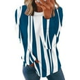 thumbnail image 3 of BLVB Womens Crewneck Sweatshirts Trendy Fall Long Sleeve Loose Pullover Dressy Casual Ladies Color Block Blouse Blue A3, 3 of 6