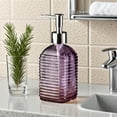 thumbnail image 5 of Horizontal Stripe Soap Dispenser, Soap Glass Dispensers with Pump, Refillable Liquid Bottles for Hand Sanitizer, Lotion, 7.48x2.76in, Purple, 5 of 6