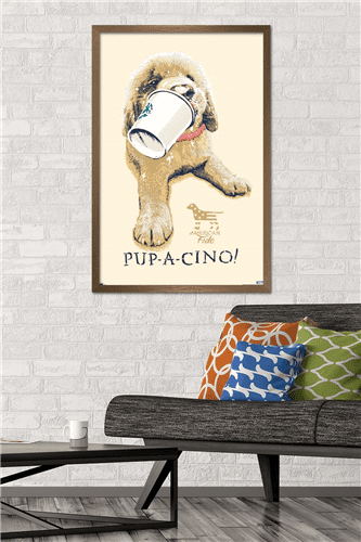 Jim Baldwin - Pup-a-cino Wall Poster, 22.375" x 34" Framed