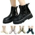 thumbnail image 5 of Mepaouo Women's Fashion Zipper Rain Boots Waterproof Platform Rubber Work Chelsea Ankle Booties, 5 of 7