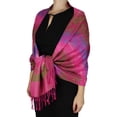 thumbnail image 6 of Peach Couture Rainbow Silky Tropical Colorful Exotic Pashmina Wrap Shawl Scarf, 6 of 10