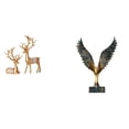 thumbnail image 1 of Escultura De Resina De Reno Europeo, Artesanía Coleccionable, Estatua Para Amantes De Los Ciervos Con Alas Extendidas, Adorno Decorativo De Feng Shui., 1 of 8