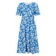 thumbnail image 4 of Fewfanhot Women's Dresses Summer Short Sleeve Midi Dress with Pockets Casual Aline Flowy Tshirt Dress Floral Vocation Beach, 4 of 7