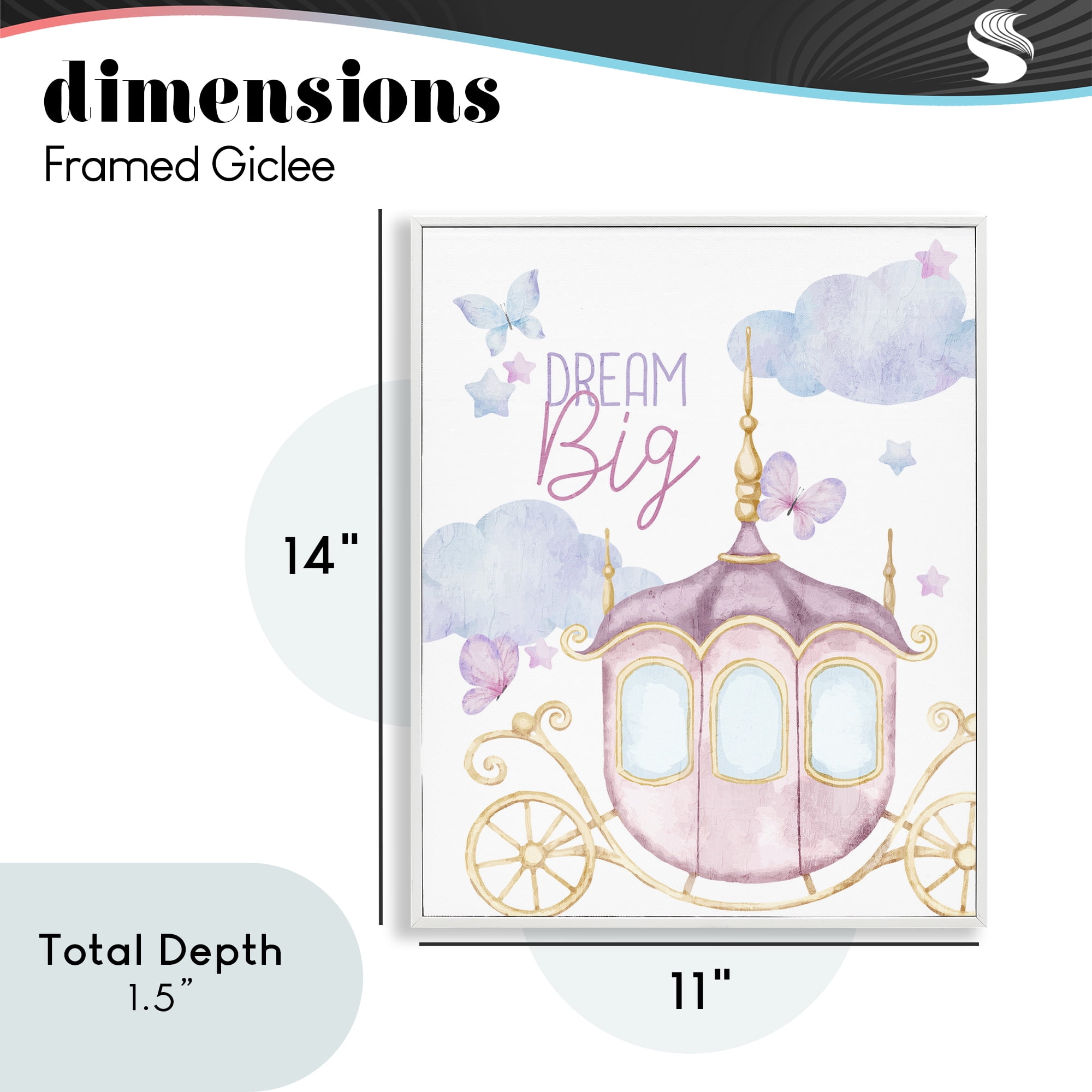 Dream Big Fantasy Carriage White Framed Giclee Art, design by Kim Allen