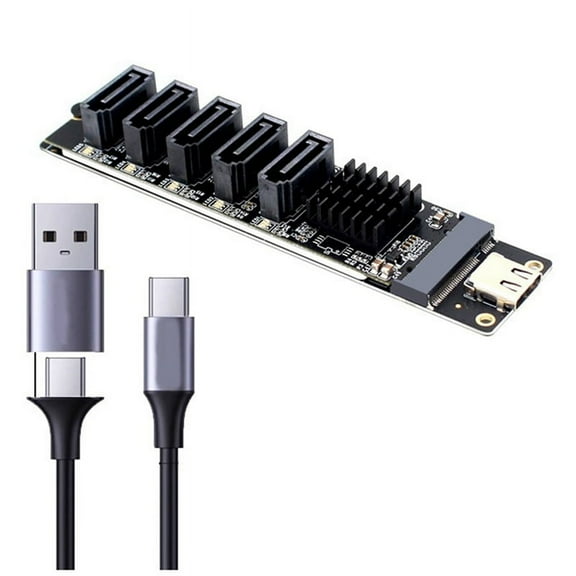 TYPE-C to 5Port SATA3.0 Adapter Card Riser card PC Computer Expansion