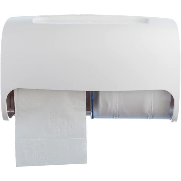 EnBath Toilet Paper Dispenser, Wall Mount, Holds 2 Standard Rolls, Commercial or Home, White