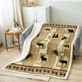 thumbnail image 6 of Rustic Throw Blanket Bear Moose Elk Deer Hunting Fleece Blanket Pine Tree Branches Pinecone Blanket 50"x60",Woodland Wildlife Patchwork Blankets,Country Reindeer Farmhouse Decor, 6 of 6