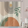 thumbnail image 2 of Mid Century Abstract Shower Curtains, Weighted Bottom Modern Boho Terracotta Minimalist Geometric Arch Botanical Plants Leaf Bathroom Curtain Waterproof Fabric Washable with Hooks,72"x72", 2 of 6