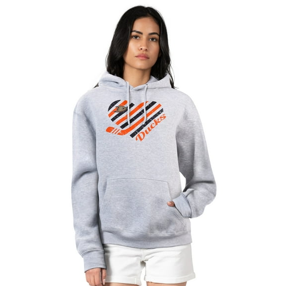 Women's G-III 4Her by Carl Banks  Heather Gray Anaheim Ducks Heart Pullover Hoodie