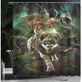 thumbnail image 4 of Ambesonne Fantasy Shower Curtain, Fantasy Tiger Galaxy, 69"Wx75"L, Green, 4 of 5