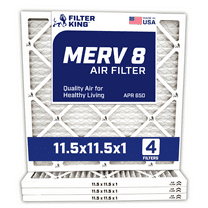 Filter King 11.5x11.5x1 Air Filter | 4-PACK | MERV 8 HVAC Pleated A/C Furnace Filters | MADE IN USA | Actual Size: 11.5 x 11.5 x .75"