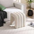 thumbnail image 6 of Flouki Ottoman Foot Stool with Channel Tufted, Small Ottoman Bench for Entryway, Modern Vanity Stool Chair, Upholstered Foot Rest Extra Seat for Living Room (Beige Linen), 6 of 15