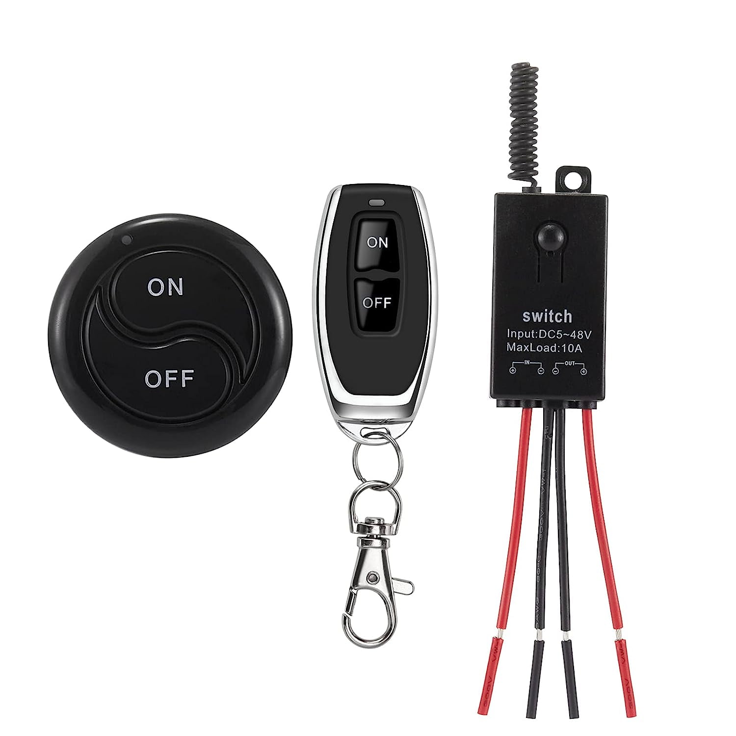 dstfuy Mini Wireless Switch 12V 5V/12V/48V/10A Relay Remote Switch for