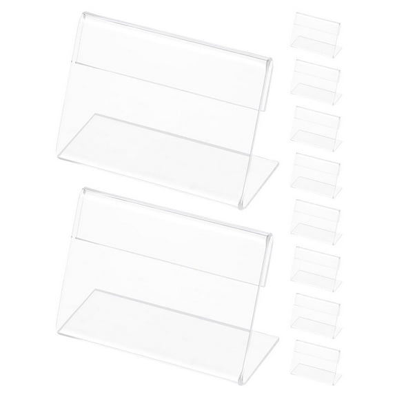 UPOUART 10Pcs Clear Acrylic Table Tent Sign Holders for Office and Retail Use