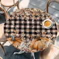 thumbnail image 2 of Orange Pumpkins Fall Round Tablecloth, Fitted Table Cover with Elastic for 45"-54" Round Tables, Plaid Thanksgiving Leaves Floral Table Cloth Outdoor Indoor Dinning Party Waterproof Tablecloths, 2 of 7