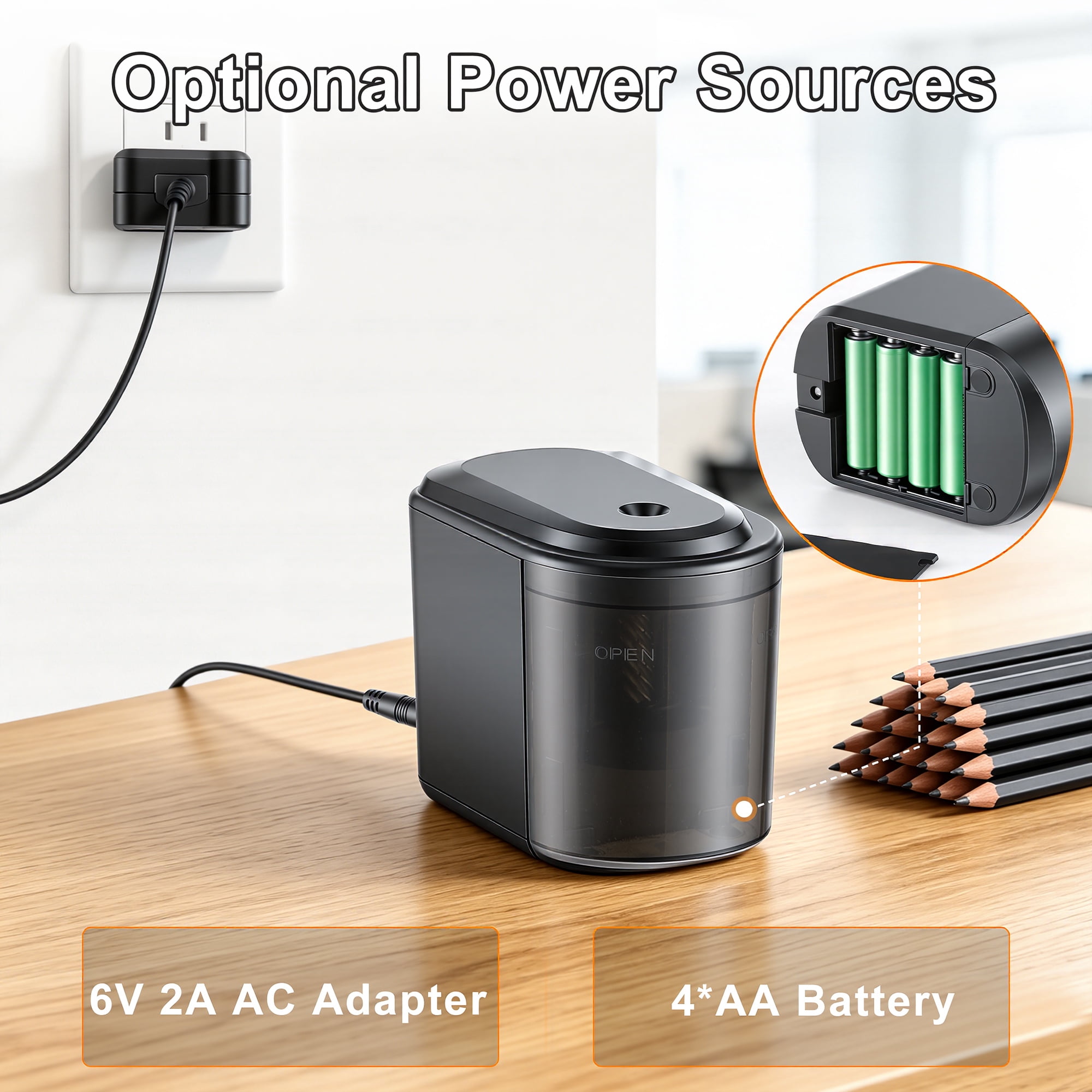 Heavy Duty Electric Pencil Sharpener, Small Automatic Pencil Sharpener with Spiral Blades for Office, Art & Drawing