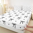 thumbnail image 5 of Erosebridal Kawaii Bow Bed Sheets for Girls Women, White Black Stars King Sheets, 4-Piece, 5 of 6