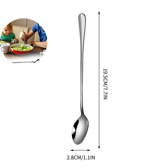 WNFJR Stainless Steel Long Handle Cocktail Spoon for Ice Tea, Coffee & Ice Cream