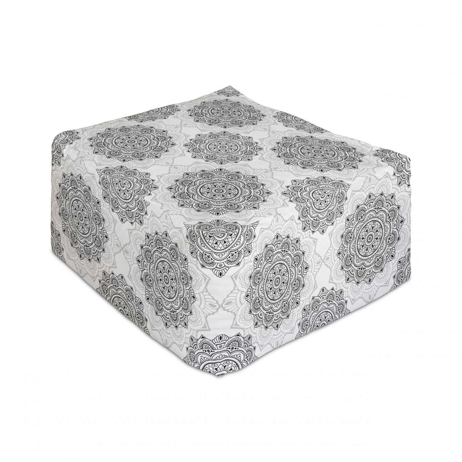 Ambesonne Botanical Rectangle Pouf Under Desk Foot Stool for Living Room Office Ottoman with Cover 25 Pale Blue and Off White Detailed Intricate Floral Ornaments Romantic Pure Tones Illustration 