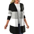 thumbnail image 2 of Women'S Long Sleeve Open Front Casual Cardigan Fashion Color Block Knitted Coat Sweaters Outerwear Black XL, 2 of 8