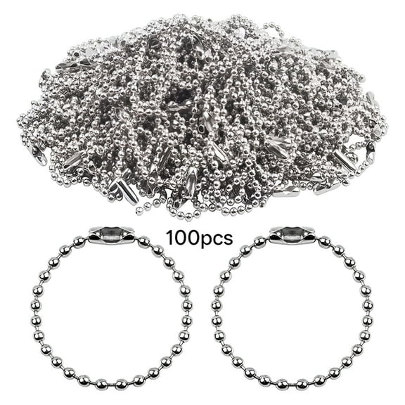DESIGNICE Ball Bead Keychain, Silver & Gold, 100 Count
