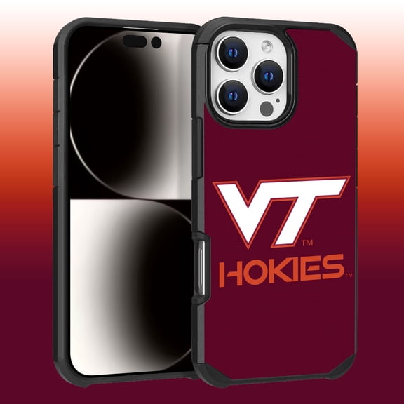 Apple iPhone 16 Pro Max (6.9) - Licensed NCAA University of Virginia Tech Hokies Logo on Red Textured Dual Layer Case