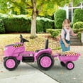 thumbnail image 4 of Gymax 2-in-1 Electric Toy Car 12V Kids Ride On Tractor w/ Trailer Remote Control Lights Pink, 4 of 10