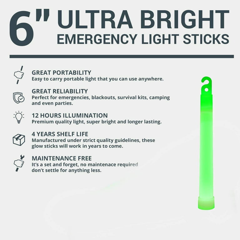 30 Ultra Bright Glow Sticks - Emergency Light Sticks for Camping  Accessories, Parties, Hurricane Supplies, Earthquake, Survival Kit and More  - Lasts Over 12 Hours (Multi Color) Multi Color 