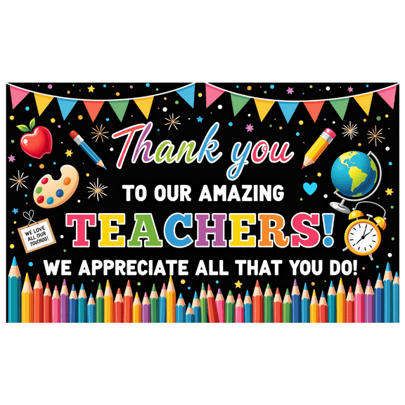 Colorful Design Teacher Appreciation Banner Educational Celebration School Decor for Teacher's Day Classroom Decoration Staff Recognition