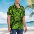 thumbnail image 3 of Fuzoiu Tiny Green Fern Leaves Print Hawaiian Shirt for Men, Summer Beach Casual Short Sleeve Button Down Shirts, Men’s Beach Summer Shirts with Pocket,XX-Large, 3 of 7