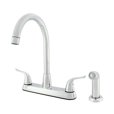 23157043 -Hybrid Metal Deck Kitchen Sink Faucet High Spout Washerless Cart.Double Handle with Side Spray