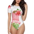 thumbnail image 2 of Fotbe Hello Summer Gnome Women's Crew Neck Short Sleeves Bodysuit Tops Round Neck Slim Sleeveless Soft Comfortable Basic-Small, 2 of 7