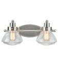 thumbnail image 4 of Aspen Creative 62061-2, Two-Light Metal Bathroom Vanity Wall Light Fixture, 17 1/2" Wide, Transitional Design in Satin Nickel with Clear Seedy Glass Shade, 4 of 6