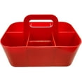 thumbnail image 3 of Small Stackable Plastic Caddy with Handle 6 Compartment | Desk, Makeup, Dorm Caddy, Classroom Art Organizers - 4 Pack, Made In USA (Red), 3 of 9