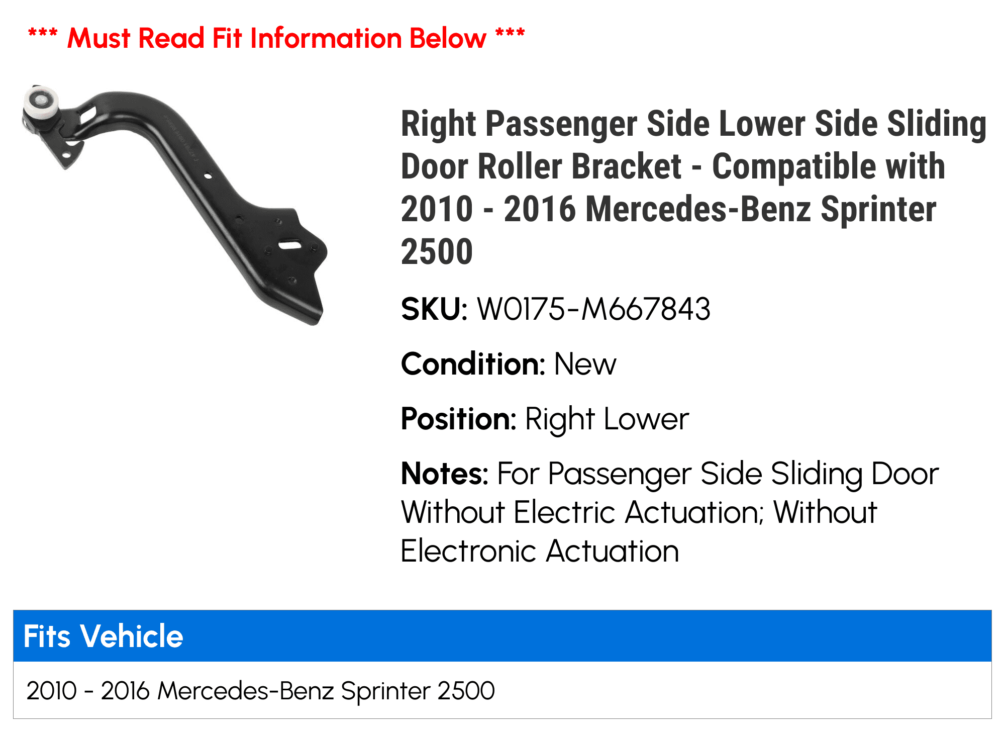LENMISO Sliding Door Hinge Roller Guide - Lower Bottom Right Passenger Side For Ford Transit 150 250 350 2015-2019