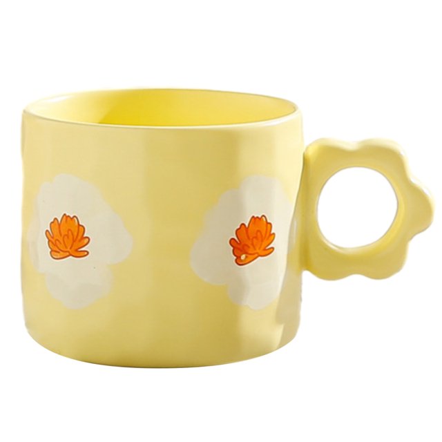 Taza de agua de cerámica con bonita flor de 270ml, taza creativa para pareja, taza de café, taza de desayuno para oficina