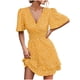 thumbnail image 1 of Mini vestido de manga corta con estampado de cuello en V informal de verano para mujer a la moda Fridja  qw6773, 1 of 1