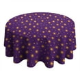thumbnail image 4 of Purple Sun Star Swirl Pattern Round Tablecloth 60"x60",Wrinkle Wipeable Table Cloth for Kitchen Dining Room Picnic Patio Party, 4 of 6