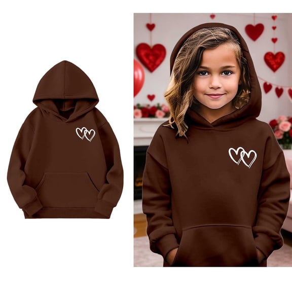Toddler Girl Hoodie Valentines Day Sweatshirt Long Sleeve Heart Sweatshirts Crew Neck Sweatshirt Pullover Kids Clothes Girls Size 3-4 Years