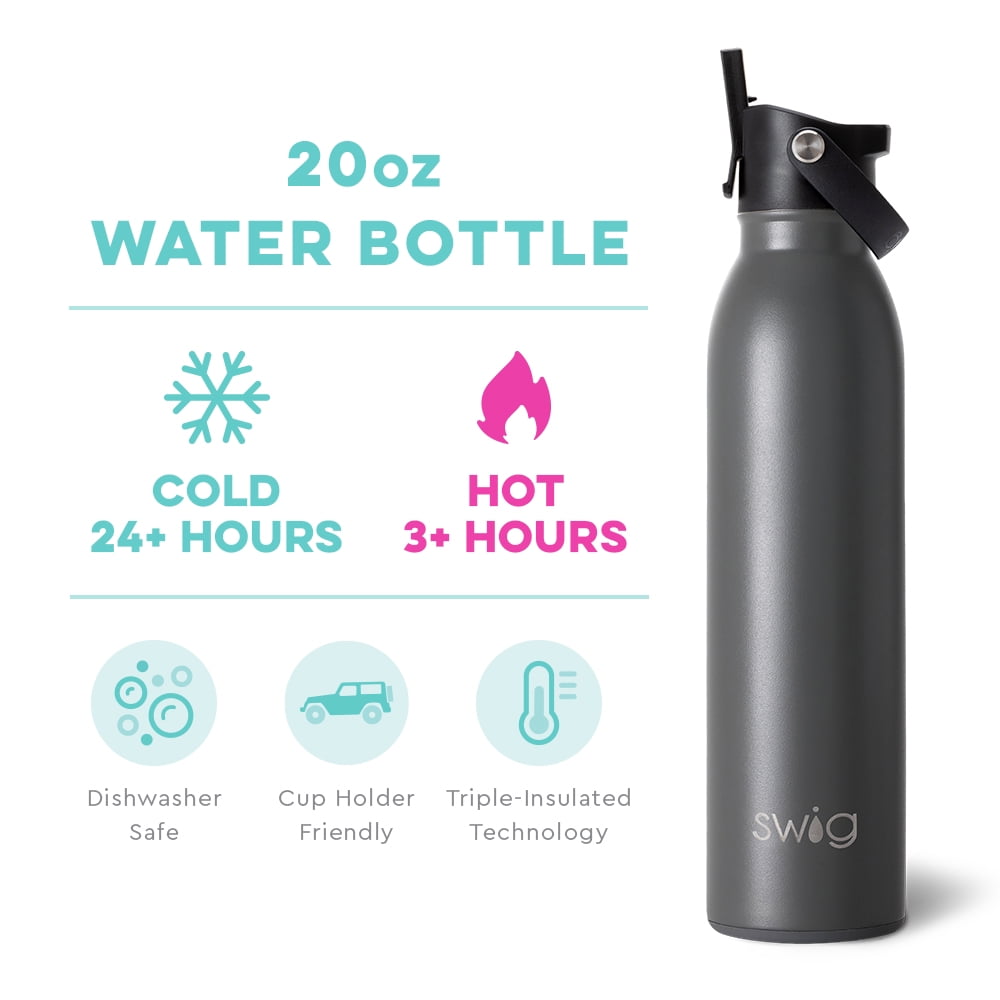 Swig Life 20oz Flip + Sip Bottle | Insulated Stainless Steel Water Bottle with Straw | Caliente