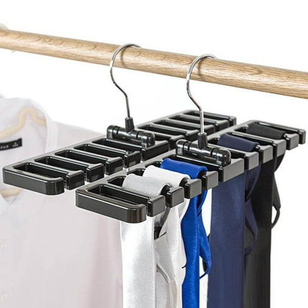 Paquete de 2 estantes de almacenamiento organizadores para cinturones de corbatas, corbatas giratorias multifunción, soporte para colgar bufandas, armario, organización (negro)