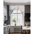 thumbnail image 3 of Blue Beige Coastal Swag Valances for Windows, Small Curtains Drapes, Summer Beach Nautical Shell Coral Starfish Kitchen Window Curtains Over Sink Window Treatment Valance for Bedroom/Bathroom 56"x36", 3 of 5