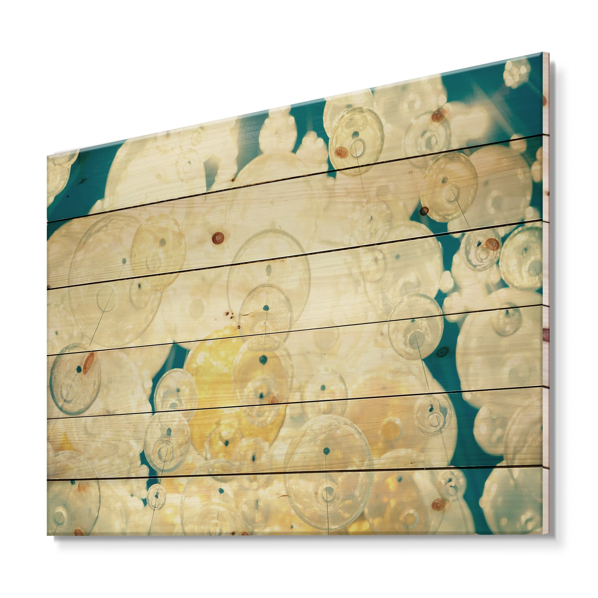 Designart 'Chandelier In The Form of Balls Abstract Art II' Modern Print on Natural Pine Wood