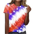 thumbnail image 1 of T-shirts d'Été pour Femmes Étoiles Rayures Graphiques T-Shirts Manches Courtes Col Rond Décontracté Basique Blouses Coupe Ample Tuniques Chemises, 1 of 4