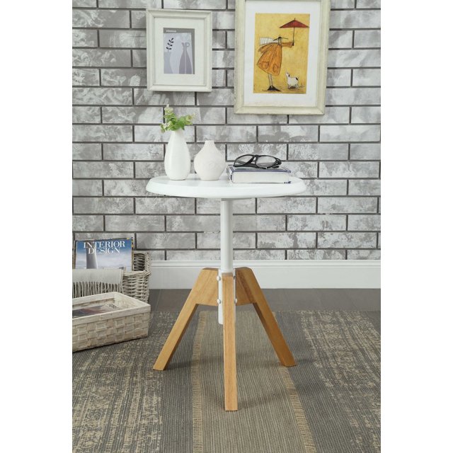 ACME Lumina End Table in White & Natural