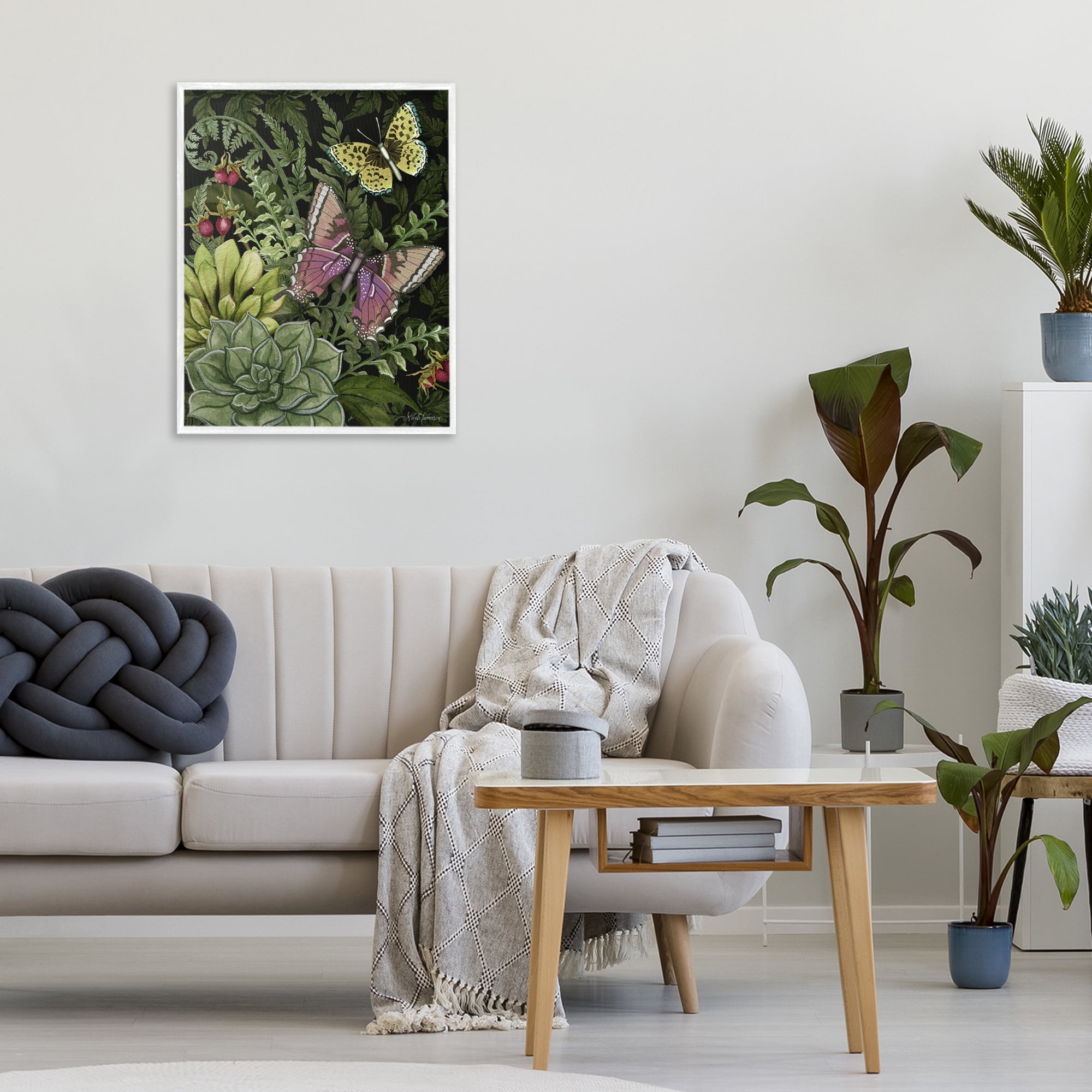 Stupell Industries Dark Succulents Midnight Garden White Framed Giclee Art, design by Nicole Tamarin