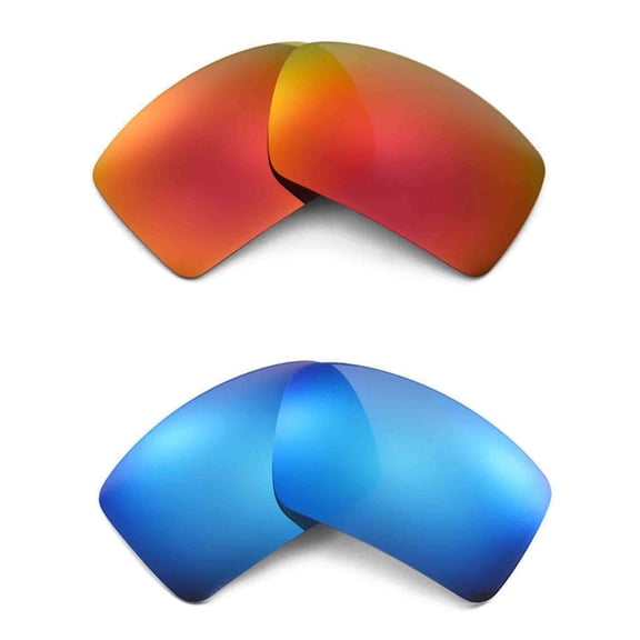 New Walleva Polarized Ice Blue   Fire Red  Replacement Lenses For Oakley Eyepatch 2 OO9136 Sunglasses