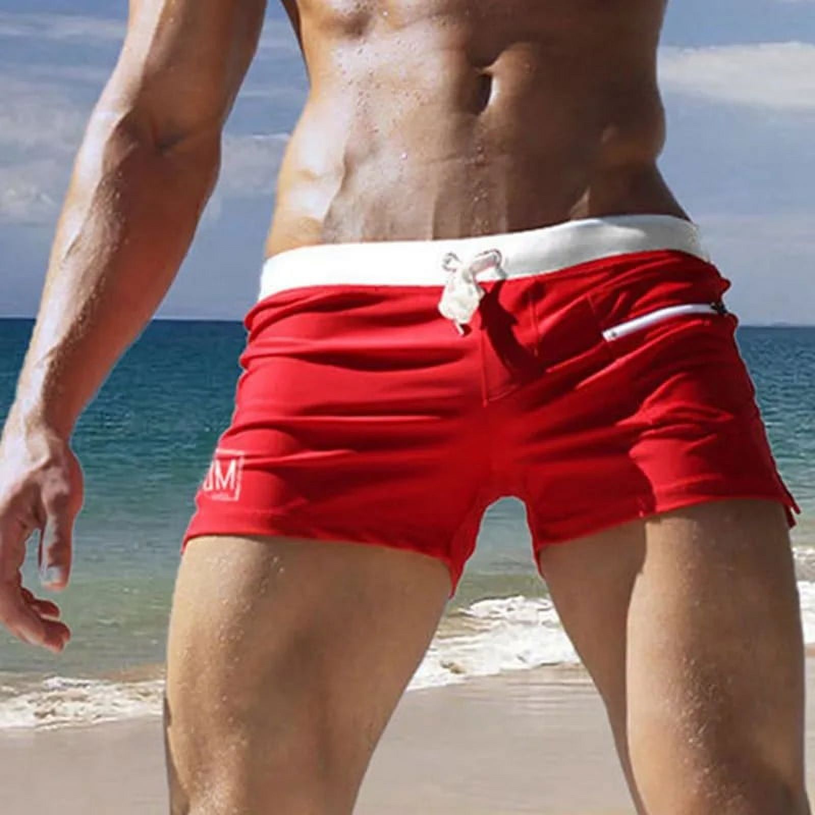 UXH Herren Badeshorts Mit Streifen – Elastisch, Schnell Trocknend, Perfekt Für Strand & Schwimmen