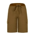 thumbnail image 4 of Shorts Cargo de Randonnée pour Femmes, Shorts Cargo Athlétiques d'Extérieur, Pantalons Courts d'Été avec Cordon de Serrage, Pantalons de Plage en Lin pour Femmes, Pantalons Décontractés Grande Taille, 4 of 5